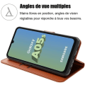 Miniatyrbild 2 av 4: Skyddskal - Samsung - Galaxy A05s - PU-läder - Kortficka - Justerbart stativ kastanj