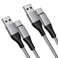 Miniatyrbild 1 av 4: 2x Snabb USB-C Nätverkskabel 3A för Xiaomi Redmi 14C 13C, Redmi Note 13/Note 14 4G-5G, Note 13 Pro Plus 5G - Grå 1 Meter Grå