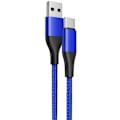 Miniatyrbild 1 av 4: USB-C-kabel 1M Snabbladdning 3A för Samsung Galaxy A05s A15 A16 A25 A26 A35 A55 A56 - Blåt flätad nylon Blå