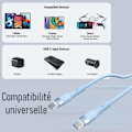Miniatyrbild 4 av 4: 2 USB-C till USB-C-kabel 60W snabbladdning för Samsung Galaxy A16 A15 A14 A25 A35 A55 A05s A36 - 1 meter blå Blå