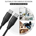 Miniatyrbild 3 av 4: Förpackning med 2 snabba USB-C till USB-C-kablar 3A för Samsung Galaxy A26 A23 A24 A22 A02s A03s A04s A12 A13 - Förstärkt nylon 1M svart Svart