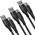 Miniatyrbild 1 av 4: Lot-3 USB-C Kabel 1M Snabbladdning 3A för Samsung Galaxy A16 A15 A05s A25 A35 A55 A56 - Svart Nylonflätad Svart