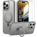 Miniatyrbild 1 av 4: Skyddsfodral för telefon - BOOLING - iPhone 16 Pro Max - Stötsäker - Magnetiskt stativ - Grå Grå