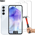 Miniatyrbild 1 av 4: Skärmskydd - Samsung - Galaxy A55 5G - Härdat Glas - Transparent - Förpackning med 2 Transparent