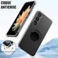 Miniatyrbild 4 av 4: Fodral till iPhone 16 Pro, stötsäker silikon med silvermetall vikbar ringhållare
