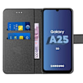Miniatyrbild 3 av 4: Skyddskal - Samsung - Galaxy A25 5G - Stötabsorberande - PU-Läder - Justerbart stativ Svart