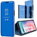 Miniatyrbild 1 av 4: Fodral för Samsung Galaxy A24 + 2 härdade glasögon Spegeleffekt Skydd Blå Klar sikt