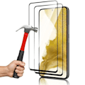 Miniatyrbild 1 av 4: Härdade glasögon för Samsung S22 - PROSHOP - Set med 4 - 3D-skydd - 9H Resistance - Transparent Transparent med svart kant