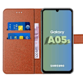 Miniatyrbild 3 av 4: Skyddskal - Samsung - Galaxy A05s - PU-läder - Kortficka - Justerbart stativ kastanj