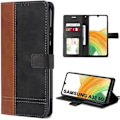 Miniatyrbild 1 av 4: Fodral till Samsung Galaxy A33 5G Flip Fodral Flap Syntetläder Brun-Svart kastanj