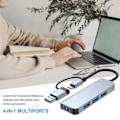 Miniatyrbild 4 av 4: 4 i 1 USB-C-adapter - BOOLING - Hub Dockstation - Aluminium - 1 USB 3.0 - 3 USB 2.0