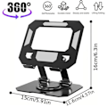 Miniatyrbild 4 av 4: Vikbar tabletthållare, 360° roterande hållare för iPad-Samsung Tab-Redmi Pad, Anti-halk justerbar metall svart