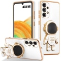 Miniatyrbild 1 av 4: Silikonfodral för Samsung Galaxy A33 5G, stötsäkert mjukt TPU-skydd med stativ Space Man White
