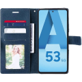 Miniatyrbild 3 av 4: Fodral till Samsung Galaxy A53 5G Anti-Scratch Stötsäkert skyddande syntetiskt läder Marinblå