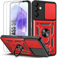 Miniatyrbild 1 av 4: Skyddsfodral - Samsung - Galaxy A55 5G - Stöttålig - Röd - Med 2 härdade glas. Röd