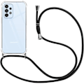 Miniatyrbild 1 av 4: Fodral till Samsung Galaxy A13 Transparent förstärkt skydd Anti-skrapa Flexibel + Axelrem Svart Svart