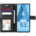 Miniatyrbild 3 av 4: Fodral till Samsung Galaxy A53 5G - Brunt fodral med lädereffekt och 2 härdade glasögon