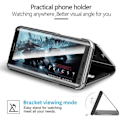 Miniatyrbild 4 av 4: Lyxigt iPhone XS-fodral, fullständigt skydd Läder Smal Translucent Clear View-fodral Stötsäkert ställ, lila