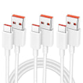 Miniatyrbild 1 av 4: 3x 6A USB-C snabbladdningskabel för Xiaomi Redmi 13C Redmi Note 13 4G-5G Note 13 Pro Plus 5G - 1M Vit Vit