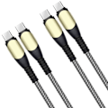 Miniatyrbild 1 av 4: 2x 60W snabbladdning USB-C till USB-C-kabel för Samsung Galaxy M13 4G M23 5G M32 M33 M52 5G - Förstärkt nylongrå 1M Grå