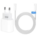Snabbladdare 35W - E.F.Connection - USB-C - Kabel 2M - Kompatibel med iPhone 17, 17 Pro, Pro Max, 16, 15 Vit