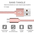 Miniatyrbild 4 av 4: Micro USB-laddarkabel - Ej specificerad - 2M - Nylon - Rosa - Kompatibel med Android