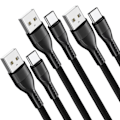 Miniatyrbild 1 av 4: USB-C-kabel Snabbladdning 3A för Samsung Galaxy A16 A15 A05s A25 A35 A55 A56 - Flätad nylon 1M Svart 3-pack Svart