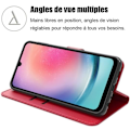 Miniatyrbild 2 av 4: Fodral för Samsung Galaxy A24 Skyddande syntetiskt läder Röd Stötsäker Anti-Scratch Mjuk Röd