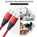 Miniatyrbild 3 av 4: 2 USB-C till USB-C-kabel för OPPO Reno 8 Pro Find X3 X5 Lite A16 A53 A53S A54 A94 - Förstärkt nylon 1 meter Röd Röd
