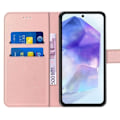 Miniatyrbild 3 av 4: Fodral för Samsung Galaxy A55 5G, PU-läderfodral, Stötsäkert skydd med korthållare och stativfunktion, Rosa Rosa