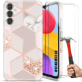 Miniatyrbild 1 av 4: Fodral till Samsung Galaxy M13 - M23 5G med 2 härdade glasögon, tunn och elegant TPU-resistent Stötsäker Rosa Rosa