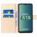 Miniatyrbild 3 av 4: Skyddande skal - Samsung - Galaxy A15 5G - Stötresistent - PU-läder - Guld gyllene