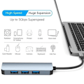 Miniatyrbild 3 av 4: 4 i 1 USB-C-adapter - BOOLING - Hub Dockstation - Aluminium - 1 USB 3.0 - 3 USB 2.0