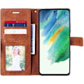 Miniatyrbild 3 av 4: Skyddsfodral för Samsung Galaxy S21 FE - BOOLING - Plånboksfodral i mjukt PU-läder - Brun kastanj