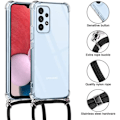 Miniatyrbild 2 av 4: Fodral till Samsung Galaxy A13 Transparent förstärkt skydd Anti-skrapa Flexibel + Axelrem Svart Svart