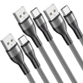 Miniatyrbild 1 av 4: Förpackning med 3 Snabb USB-C Kabel 3A för Xiaomi Redmi Note 14 Pro 13 Pro, Note 13 5G, Redmi 13C 14C - 1 Meter Grå Nylon Tunn Flätad Grå