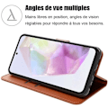 Miniatyrbild 2 av 4: Skyddsfodral - Samsung - Galaxy A35 5G - Stöttålig - PU-läder - Flera stödfunktioner kastanj