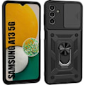 Miniatyrbild 1 av 4: Fodral för Samsung A13 5G Svart Förstärkt Stötsäkert Kameraskydd Anti-Scratch Hård Styv Svart