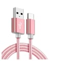 Miniatyrbild 2 av 3: USB-C-kabel för OnePlus 8 -OnePlus 8 Pro-OnePlus 8T -OnePlus Nord N10 5G - Rosa nylon 1 meter - Yuan Yuan