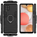 Miniatyrbild 2 av 4: Samsung A42 5G Fodral, Dual Layer Fodral med Ring Stativ, Stötsäkert skyddsfodral för Samsung Galaxy A42 5G - Svart