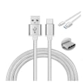 Miniatyrbild 1 av 3: USB-C-kabel för OnePlus 8 -OnePlus 8 Pro-OnePlus 8T -OnePlus Nord N10 5G - Silver Nylon 1 Meter - Yuan Yuan