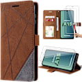 Miniatyrbild 1 av 4: Skyddsfodral - Samsung - Galaxy A15 - Brun PU-läder - 2 Härdat glas - Elegant och retro kastanj