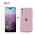 Miniatyrbild 1 av 4: Mjukt flexibelt fodral för Apple iPhone 11 Pro Max (6,5"), genomskinligt fodral 2 STK härdat glasfilm + 1 ST TPU silikonskydd