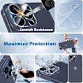 Miniatyrbild 2 av 4: Verres Trempés - Ej specificerat - iPhone 16 Pro - Kameraskydd - Rep resistant - Transparent Transparent