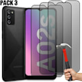 Miniatyrbild 1 av 4: 3 Anti-Spy Tempered Glasögon för Samsung Galaxy A02s - BOOLING - Stötsäkert skydd - Svart Svart