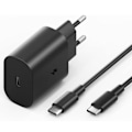 Miniatyrbild 1 av 4: Snabb Laddare 25W - E.F.CONNECTION - USB-C - 1M Kabel - Kompatibel med Galaxy Note 20/10 - Svart Svart