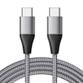Miniatyrbild 1 av 4: USB-C till USB-C Snabbladdningskabel 3A för Samsung Galaxy A05s A15 A16 A25 A35 A55 S24 Ultra S24 FE - Nylonflätad 1M Grå Grå