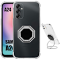 Miniatyrbild 1 av 4: Skyddsfodral för Samsung Galaxy A24 - BOOLING - Stötsäker, Anti-Scratch - Justerbart silvermetallstöd transparent-silver