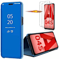 Miniatyrbild 1 av 4: Blå Fodral för Samsung A04s Mirror Effect Smart Fodral Flap Flip + 2 härdade glasögon