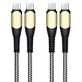 Miniatyrbild 1 av 4: 2x USB-C till USB-C Snabbladdningskabel 60W för Xiaomi Redmi 14C 13C 12 10C 9 9T - Förstärkt Nylon Grå 1M Grå
